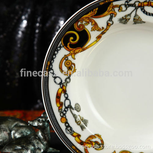 8.5 Inches Luxury Fine Bone China Pasta Soup Bowl of Knight